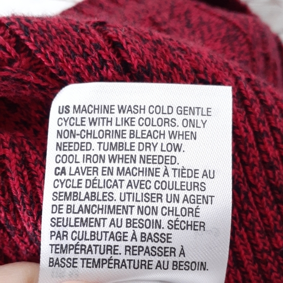 Karen Scott VNeck Cable Knit Sweater Marled Red Black A - Picture 6 of 6